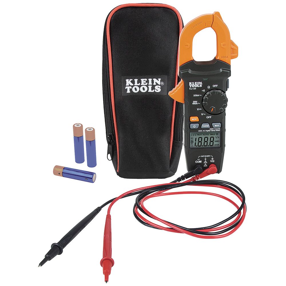 Klein Tools CL120 Digital Clamp Meter, AC Auto-Ranging 400 Amp - Edmondson Supply