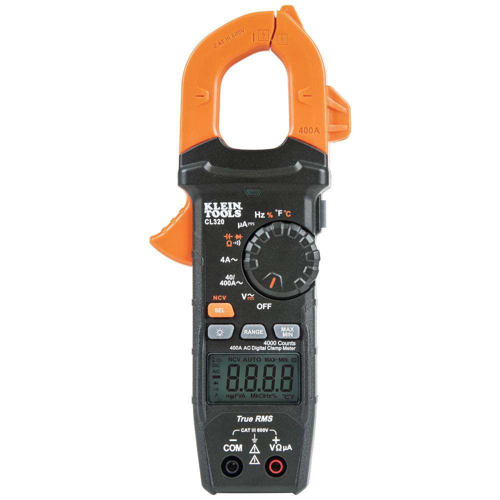 Klein Tools CL320 HVAC Digital Clamp Meter, AC Auto-Ranging 400 Amp - Edmondson Supply