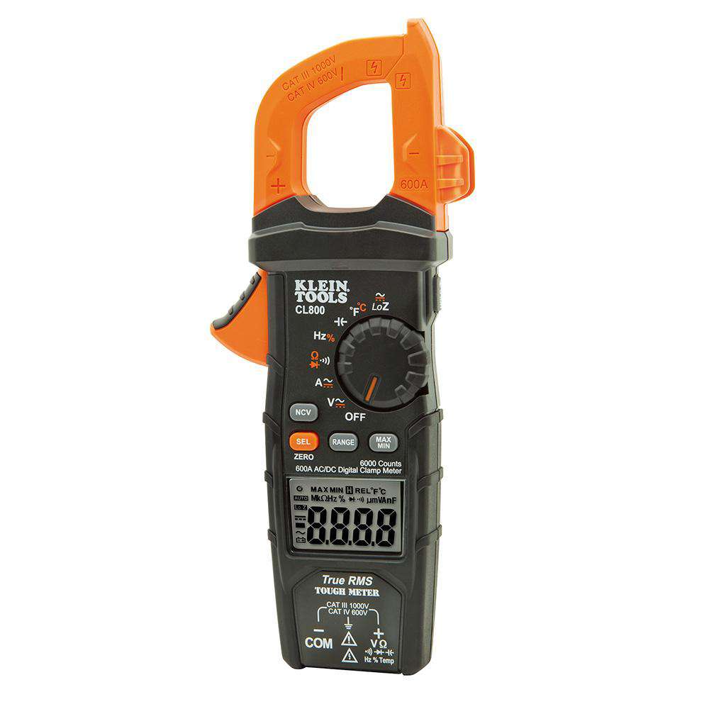 Klein Tools CL800 Digital Clamp Meter, AC/DC Auto-Ranging, 600A, TRMS - Edmondson Supply