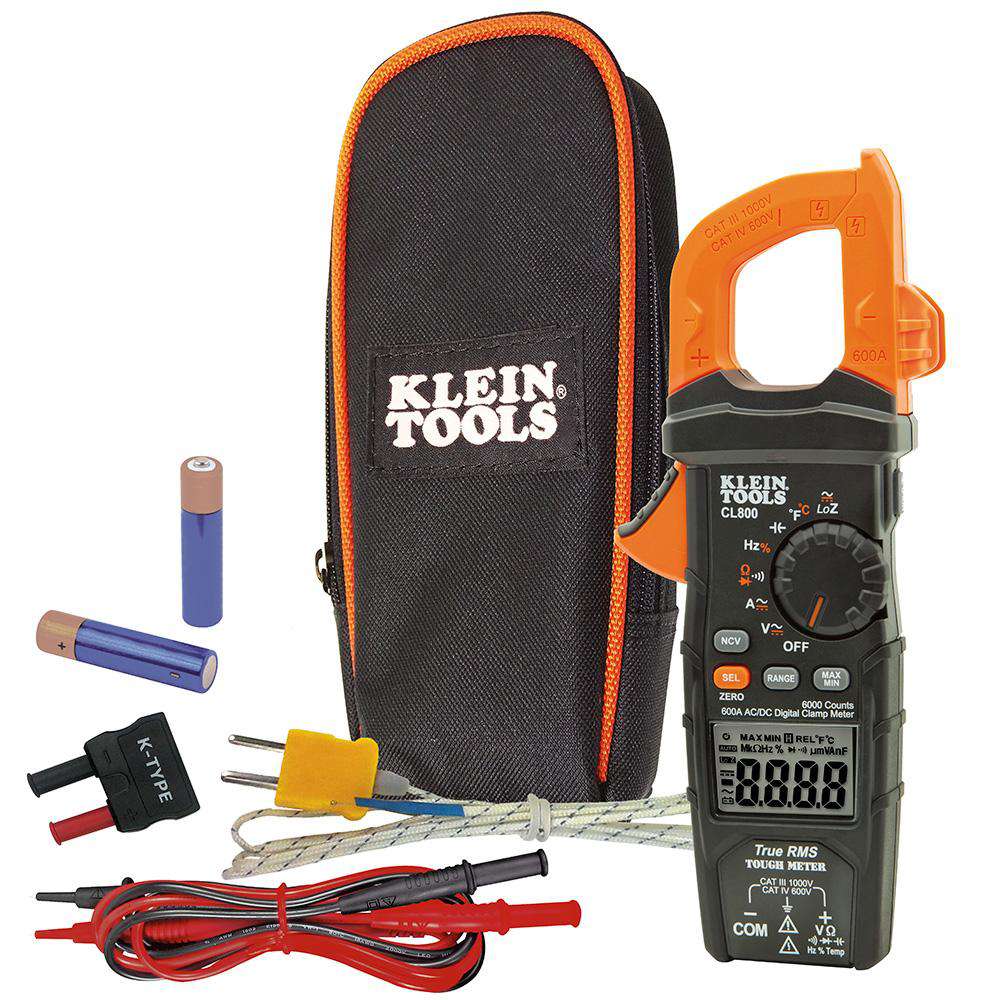 Klein Tools CL800 Digital Clamp Meter, AC/DC Auto-Ranging, 600A, TRMS - Edmondson Supply