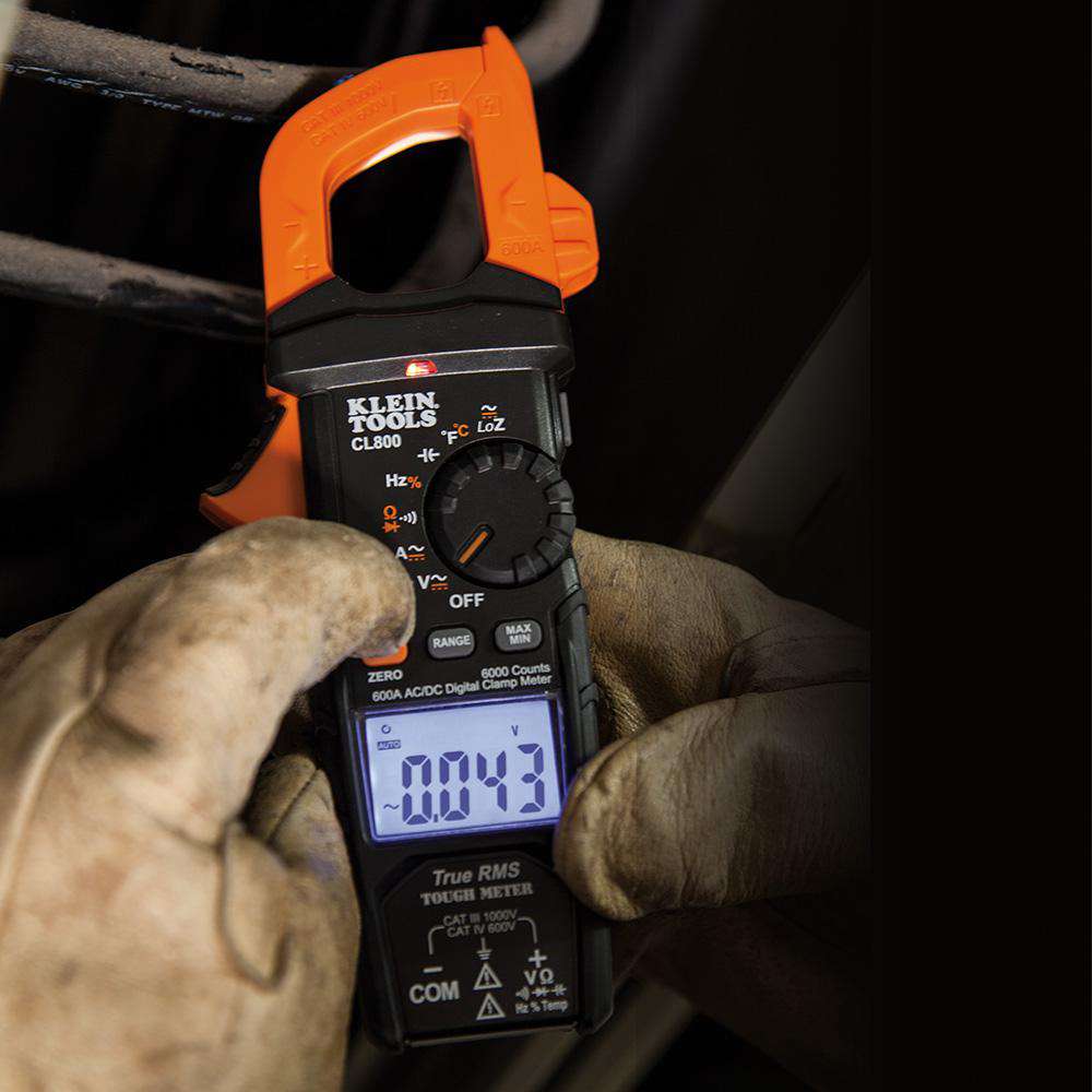 Klein Tools CL800 Digital Clamp Meter, AC/DC Auto-Ranging, 600A, TRMS - Edmondson Supply