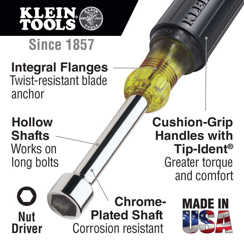 Klein Tools 610 Stubby Nut Driver Set 1-1/2-Inch Shafts 2-Piece - Edmondson Supply