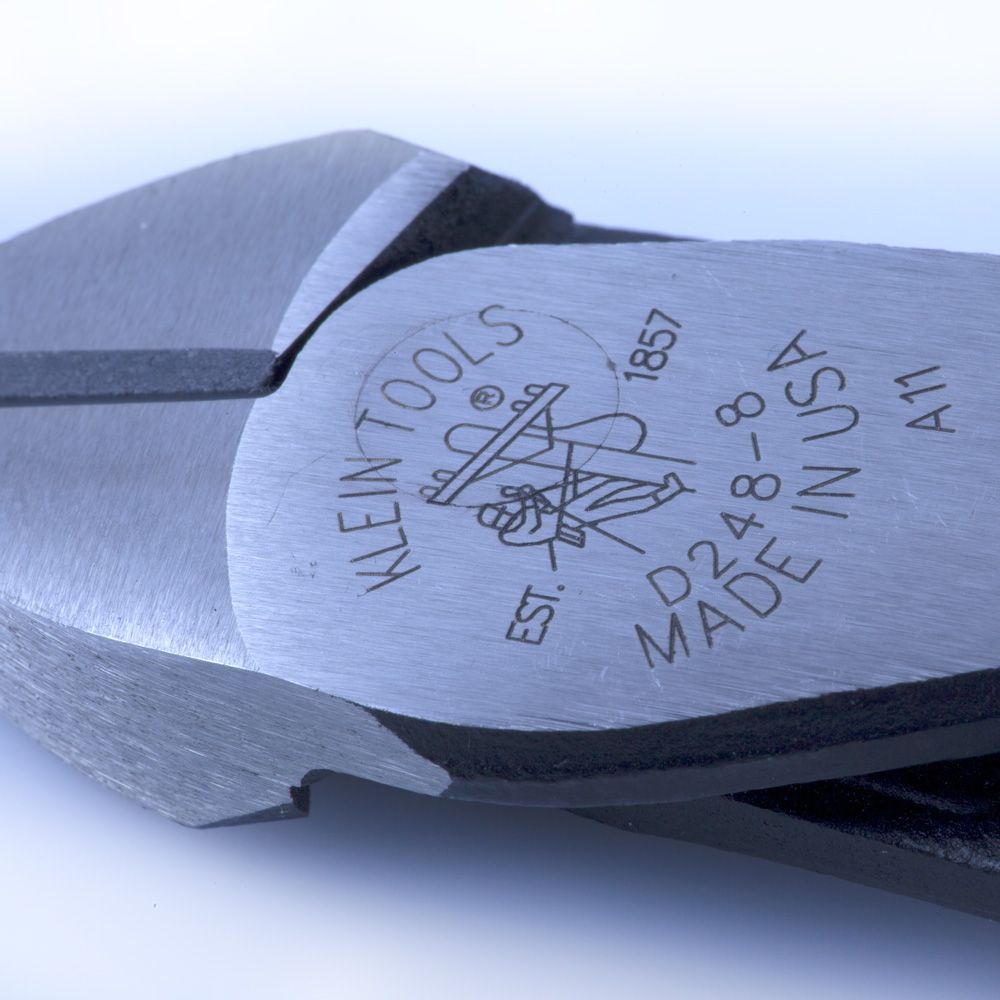 Klein Tools D248-8 Diagonal Cutting Pliers, Angled Head, Short Jaw, 8-Inch - Edmondson Supply