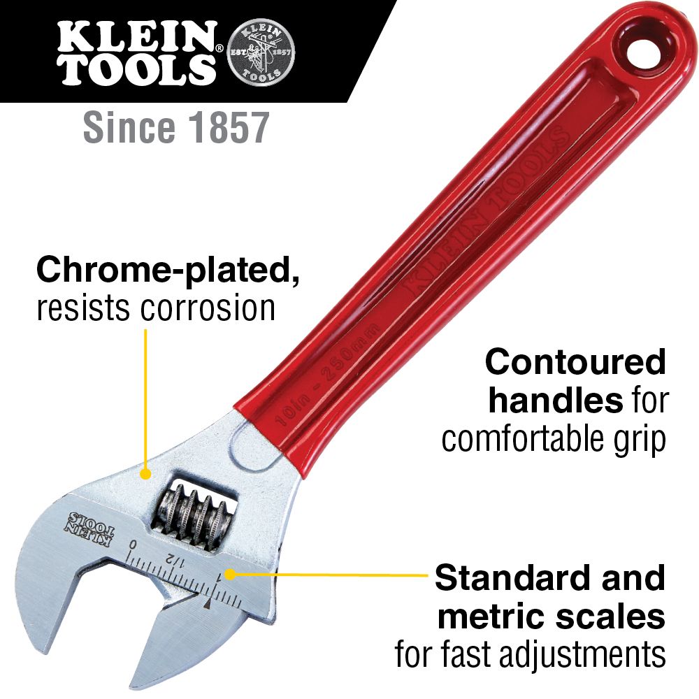 Klein Tools D507-10 Adjustable Wrench Extra Capacity, 10-Inch - Edmondson Supply