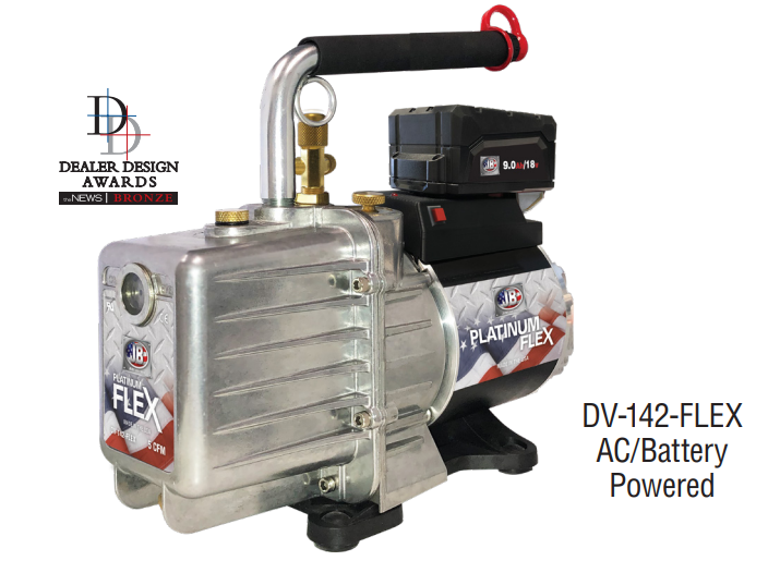 JB Industries DV-142-FLEX PLATINUM FLEX Vacuum Pump AC/Battery Powered 5 CFM - Edmondson Supply