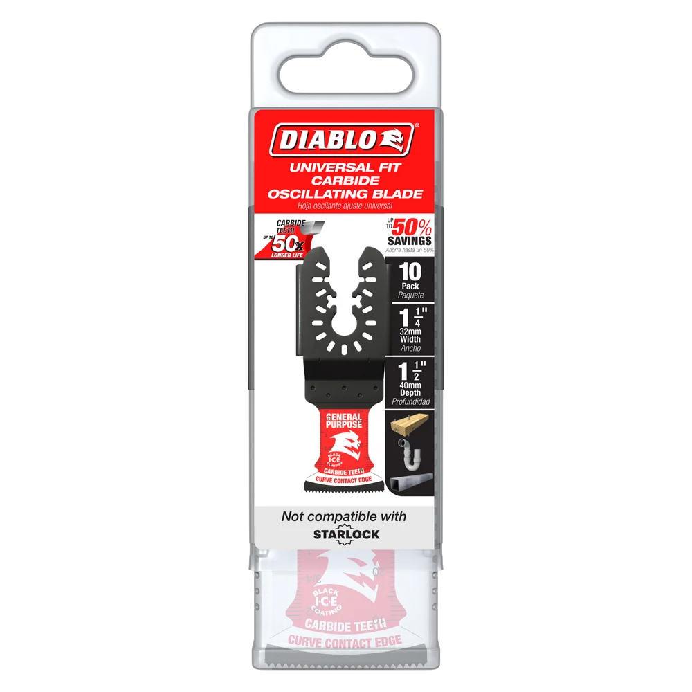 Diablo Tools DOU125CGP10 1-1/4 in. Universal Fit Carbide Oscillating Blade for General Purpose Cuts (10 pk) - Edmondson Supply