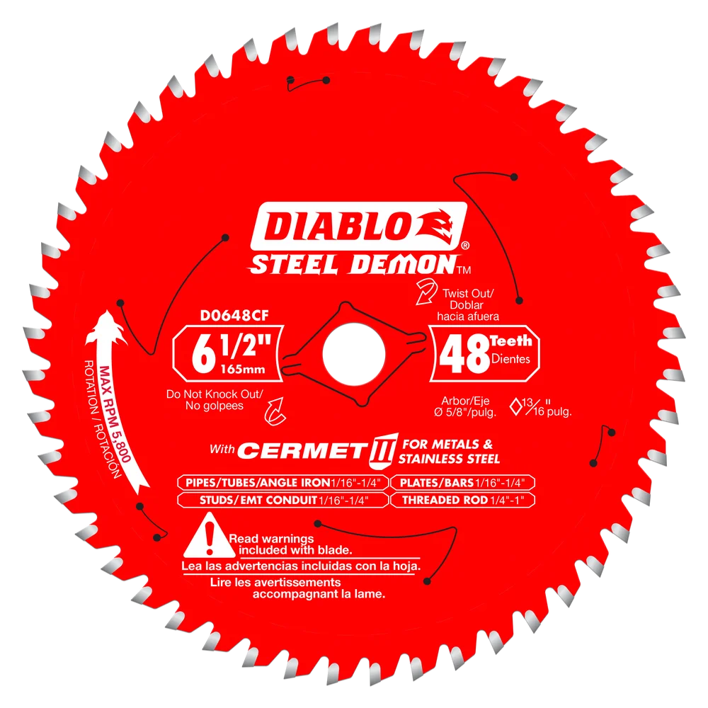 Diablo Tools D0648CFX 6-1/2 in. x 48 Tooth Cermet II Saw Blade for Metals and Stainless Steel - Edmondson Supply