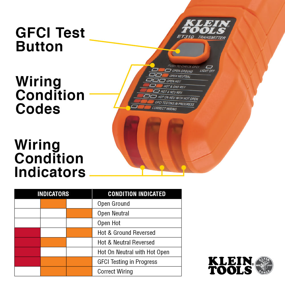 Klein Tools ET310 Digital Circuit Breaker Finder with GFCI Outlet Tester - Edmondson Supply
