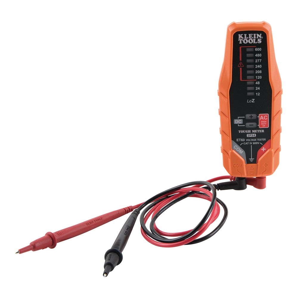 Klein Tools ET60 Electronic AC/DC Voltage Tester, 12 to 600V - Edmondson Supply