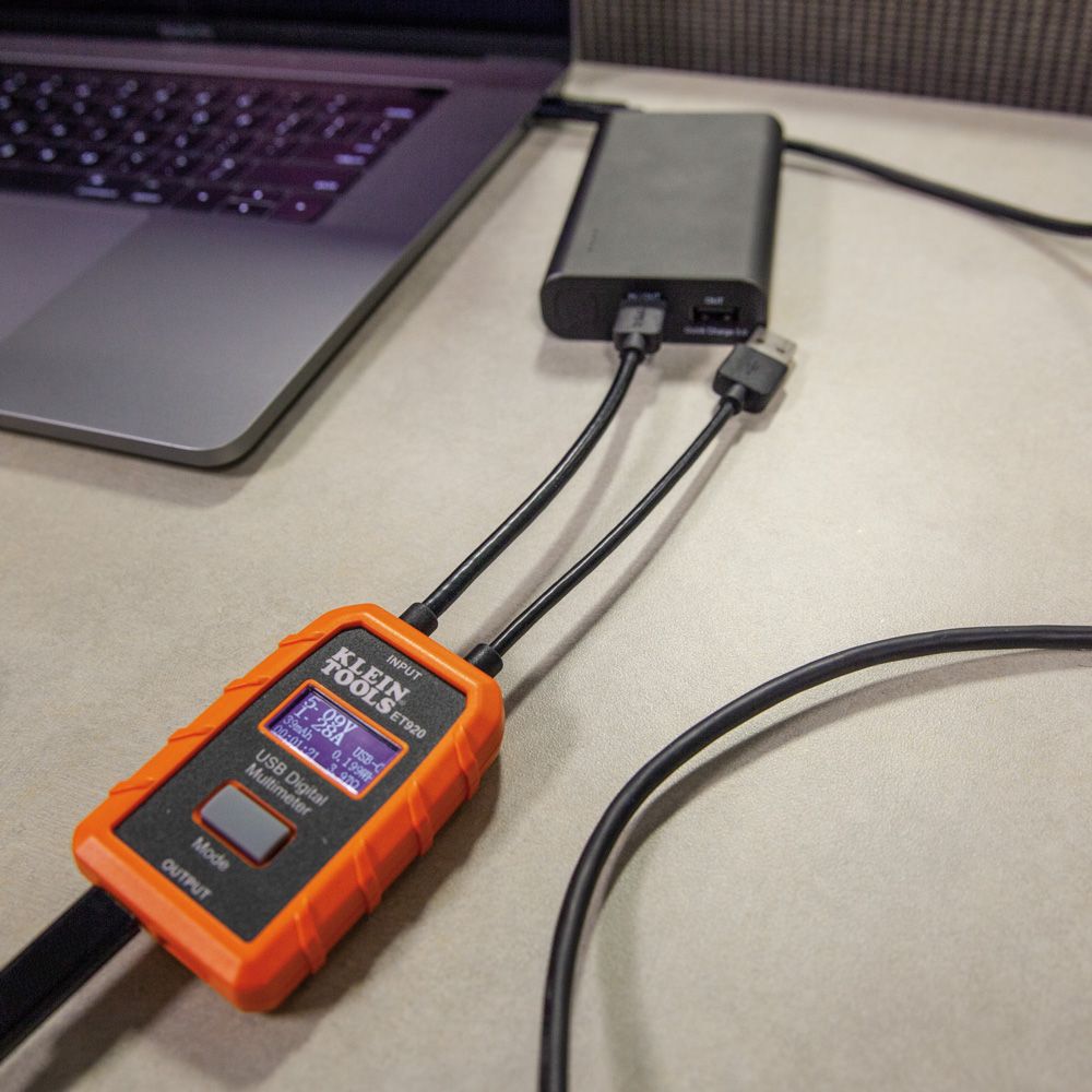 Klein Tools ET920 USB Digital Meter, USB-A and USB-C - Edmondson Supply