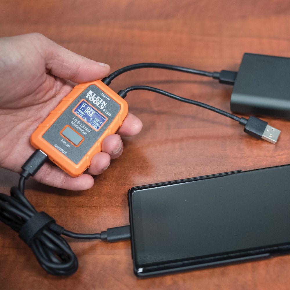 Klein Tools ET920 USB Digital Meter, USB-A and USB-C - Edmondson Supply