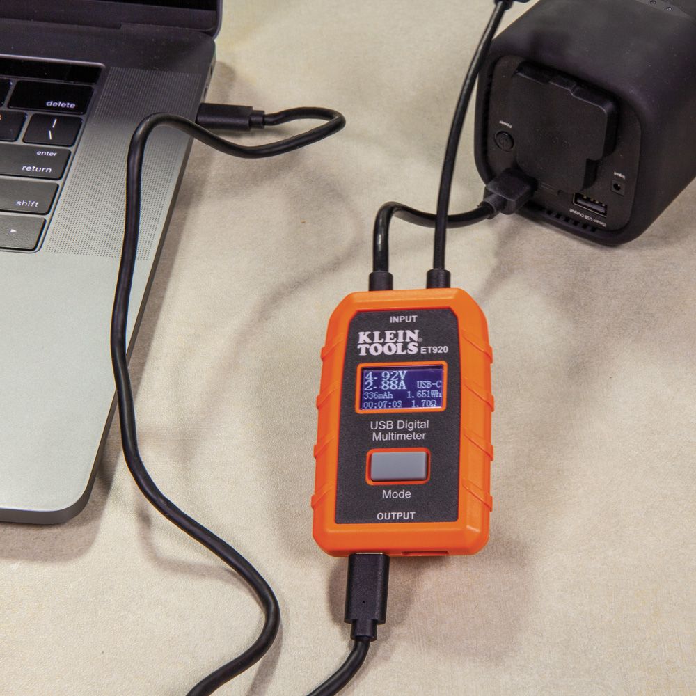 Klein Tools ET920 USB Digital Meter, USB-A and USB-C - Edmondson Supply