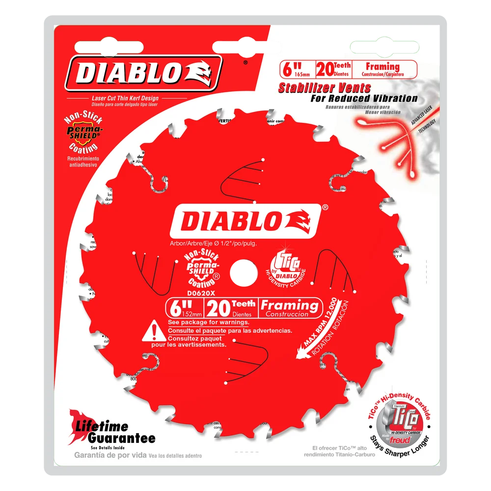 Diablo Tools D0620X 6 in. x 20 Tooth Framing Saw Blade for Porter Cable Saw Boss - Edmondson Supply
