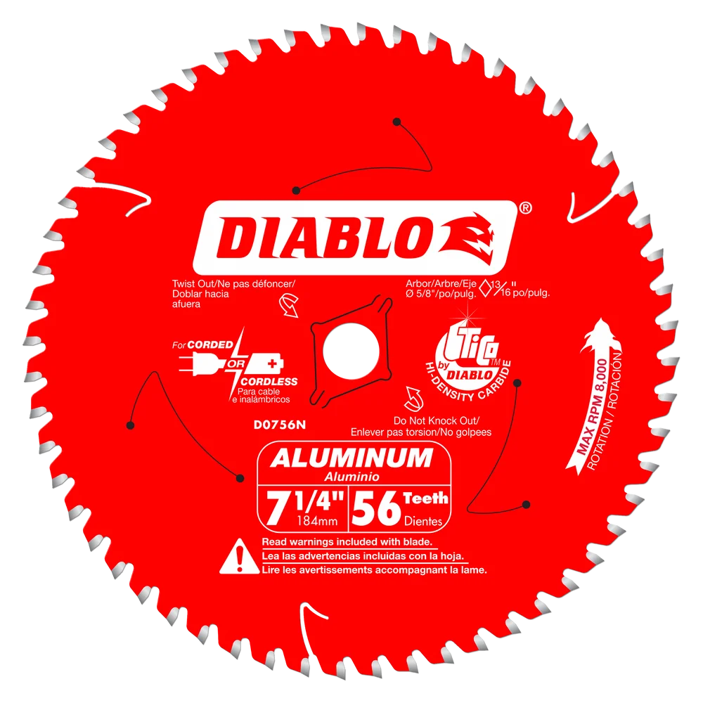 Diablo Tools D0756N 7-1/4 in. x 56 Tooth Thick Aluminum Cutting Saw Blade - Edmondson Supply