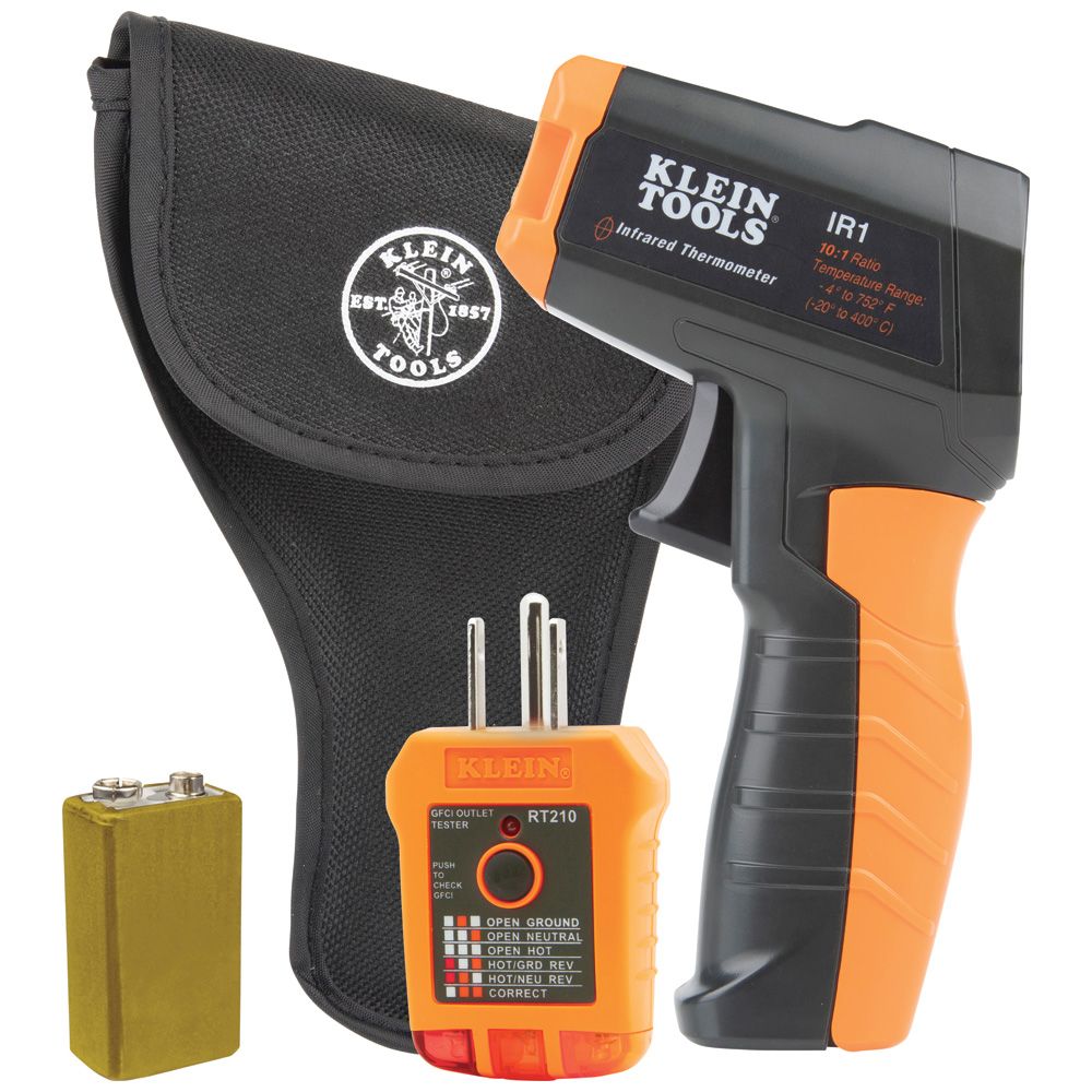 Klein Tools IR1KIT Infrared Thermometer with GFCI Receptacle Tester - Edmondson Supply