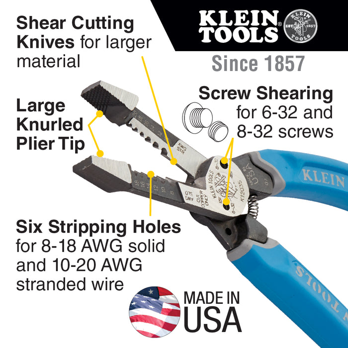 Klein Tools K12035 Klein-Kurve® Heavy-Duty Wire Stripper 8-20 AWG