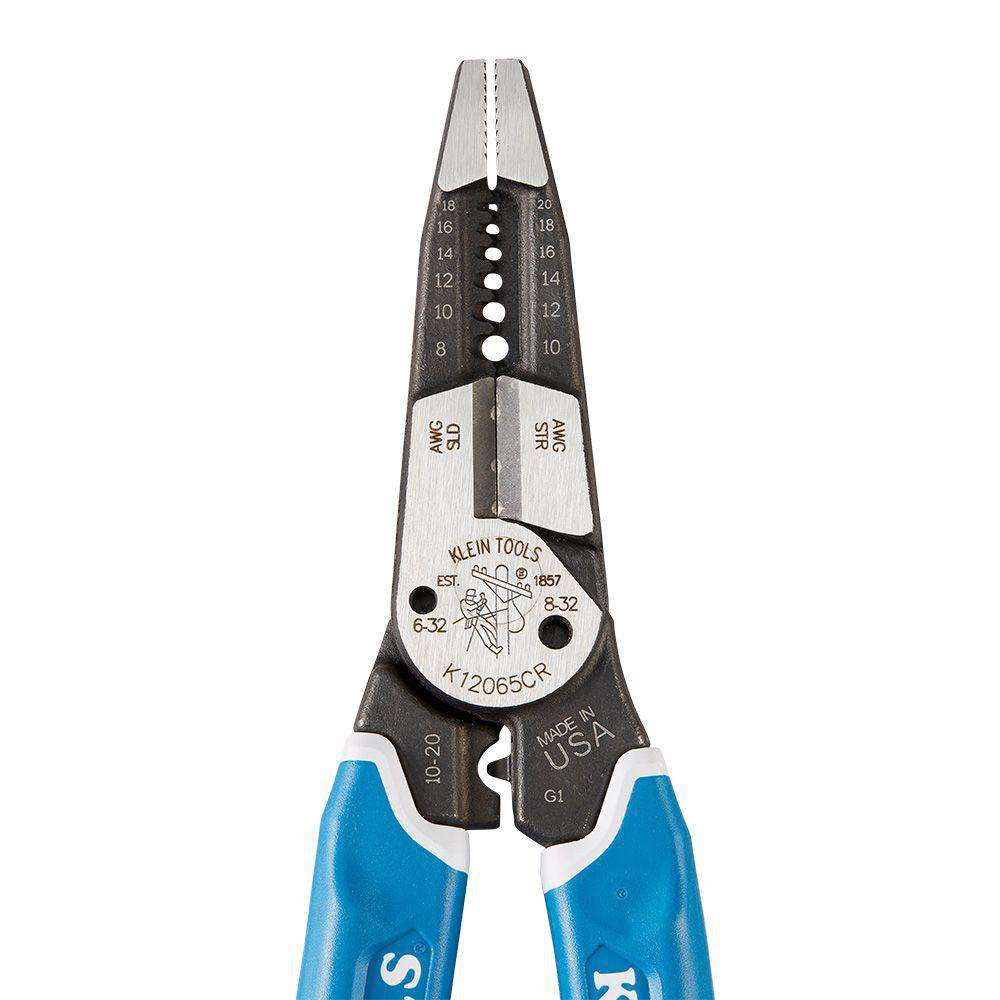 Klein Tools K12065CR Klein-Kurve® Heavy-Duty Wire Stripper Crimper 8-20 AWG - Edmondson Supply