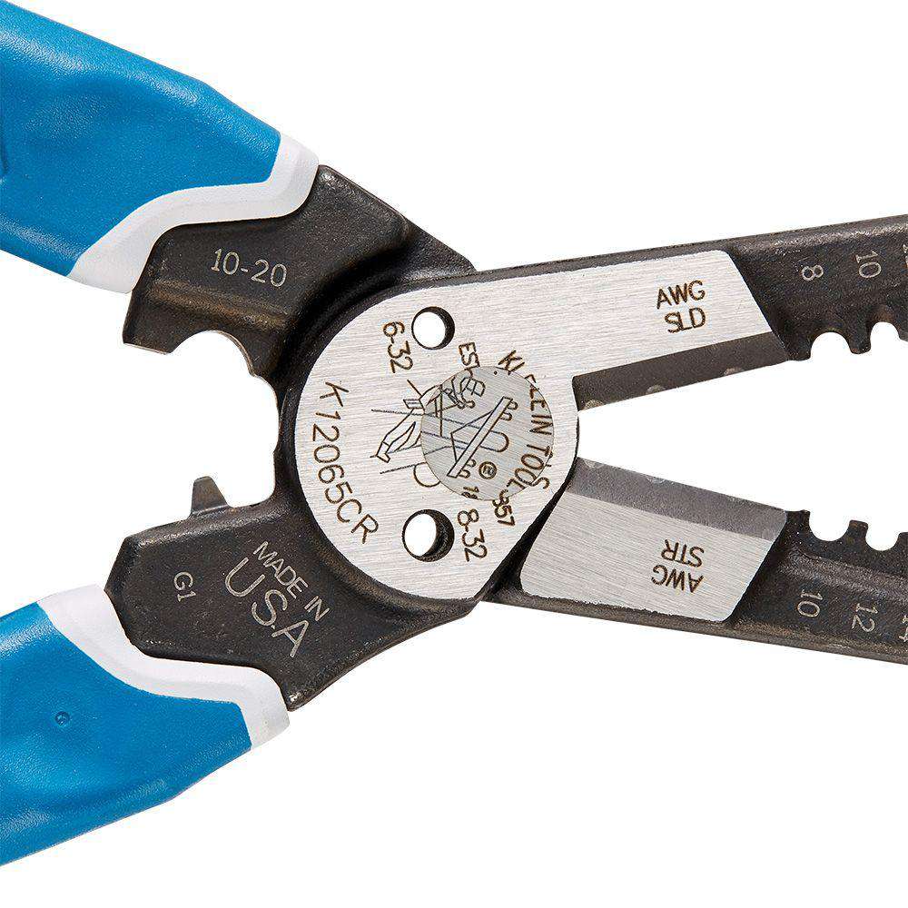 Klein Tools K12065CR Klein-Kurve® Heavy-Duty Wire Stripper Crimper 8-20 AWG - Edmondson Supply