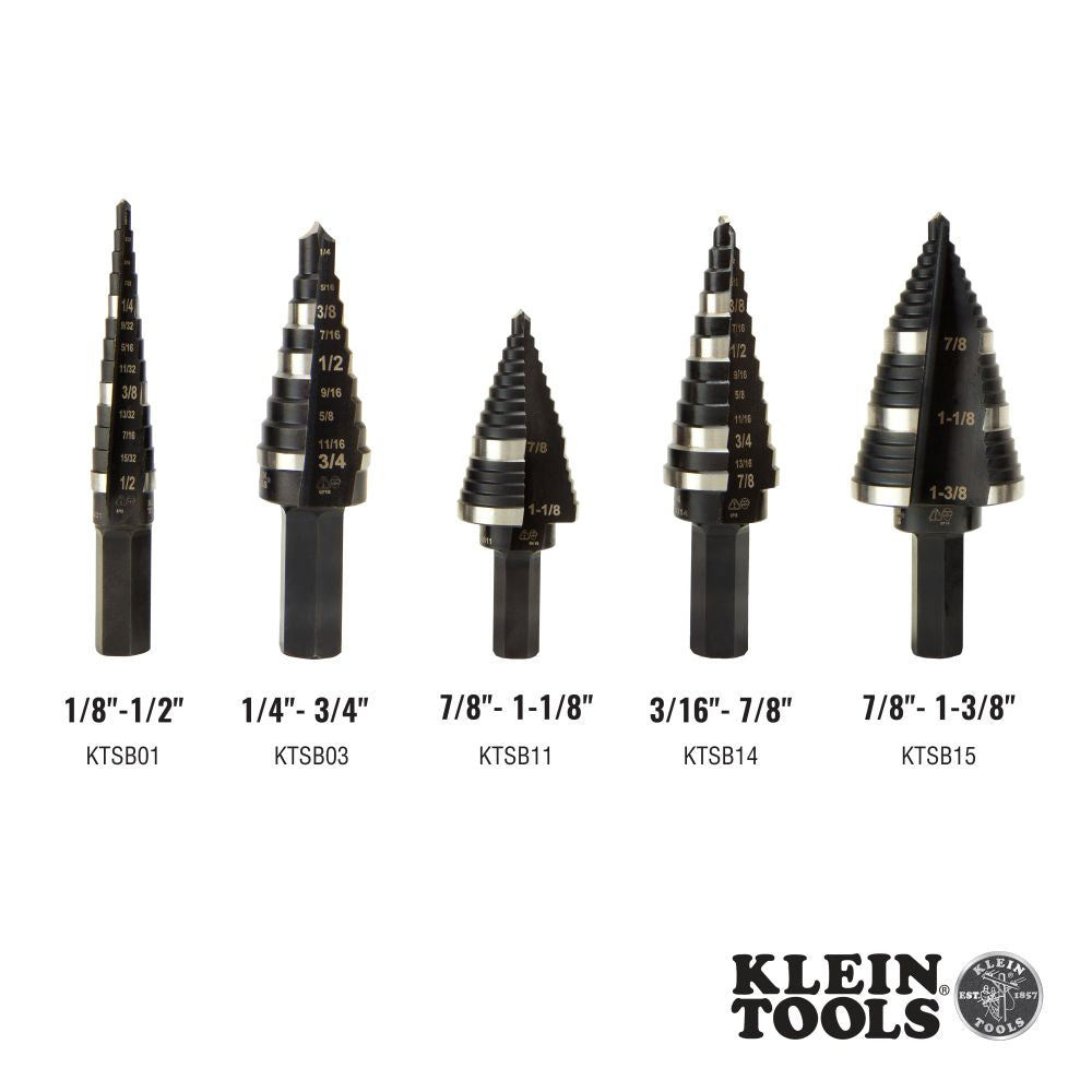 Klein Tools KTSB03 Step Drill Bit Double Fluted #3, 1/4 to 3/4-Inch - Edmondson Supply