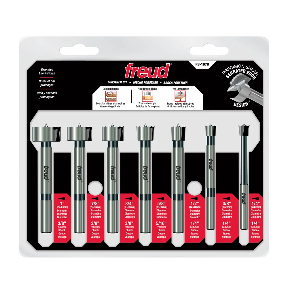 Freud PB-107B 1/4" to 1" 7 Pcs. Forstner Bit Set - Edmondson Supply