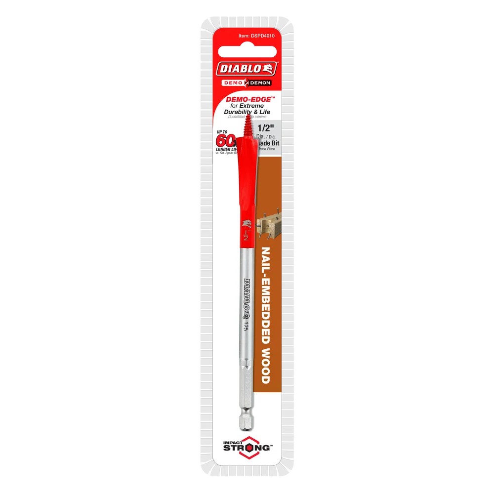 Diablo Tools DSPD4010 1/2 in. x 6 in. Demo Demon™ Spade Bit for Nail-Embedded Wood - Edmondson Supply
