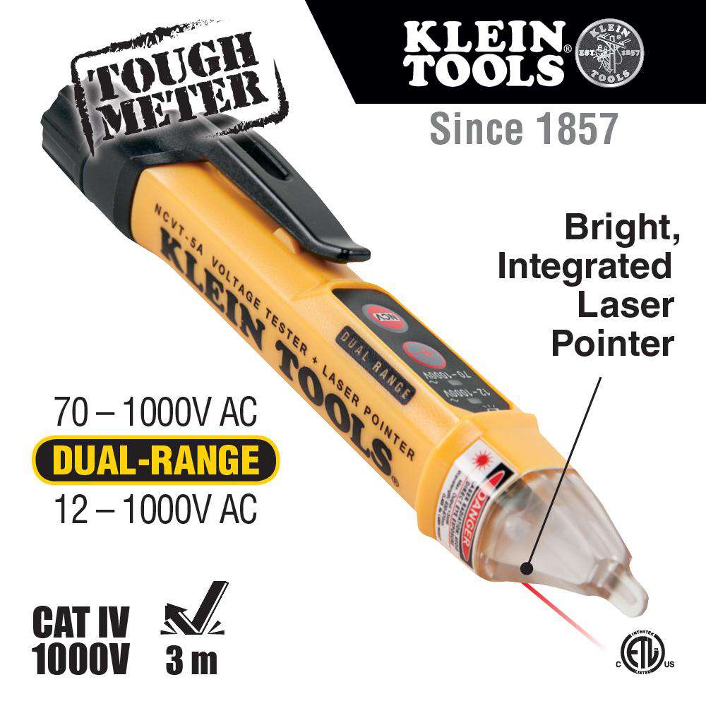 Klein Tools NCVT-5A Dual-Range Non-Contact Voltage Tester w/Laser Pointer - Edmondson Supply