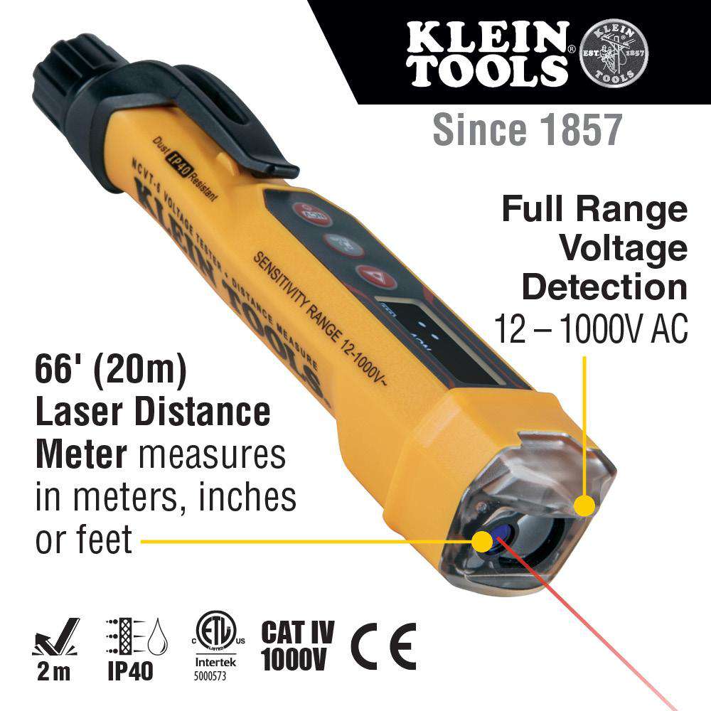 Klein Tools NCVT-6 Non-Contact Voltage Tester with Laser Distance Meter - Edmondson Supply