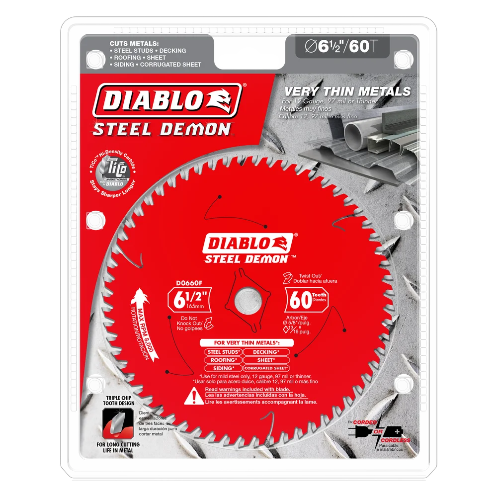 Diablo Tools D0660F 6-1/2 in. x 60-Tooth Saw Blade for Very Thin Mild Steels - Edmondson Supply