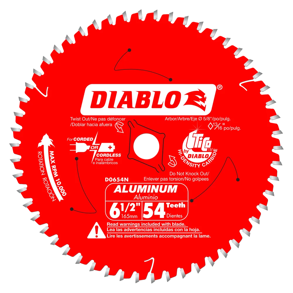 Diablo Tools D0654N 6-1/2 in. x 54 Tooth Medium Aluminum Cutting Saw Blade - Edmondson Supply