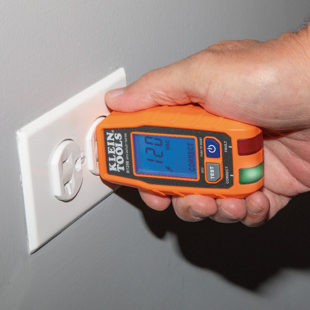 Klein Tools RT250 GFCI Receptacle Tester with LCD - Edmondson Supply