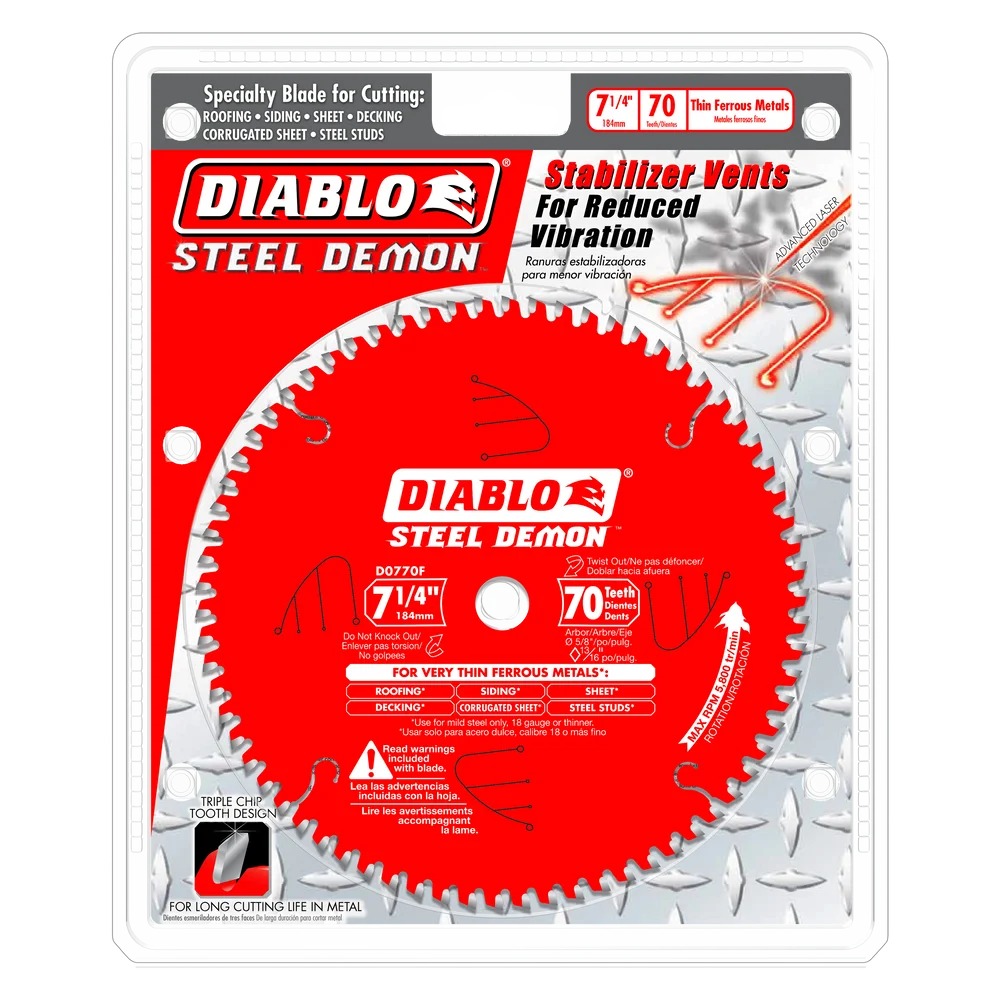 Diablo Tools D0770F 7-1/4 in. x 70 Tooth Carbide-Tipped Saw Blade for Metal - Edmondson Supply