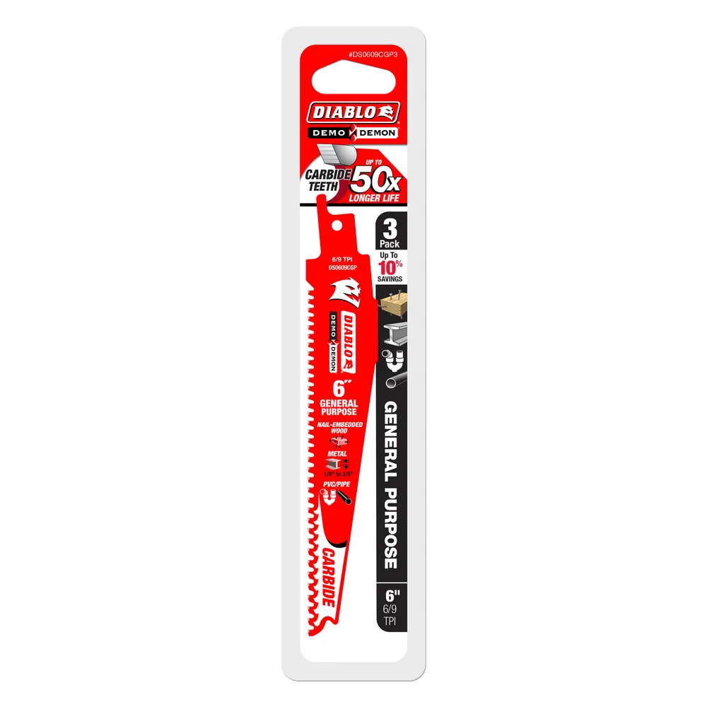 Diablo Tools DS0609CGP3 6 in. Demo Demon Carbide General Purpose Recip (3-Pack) - Edmondson Supply
