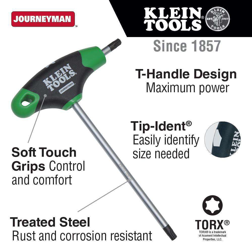 Klein Tools JTH6T27 T27 Torx® Hex Key with Journeyman T-Handle, 6-Inch - Edmondson Supply