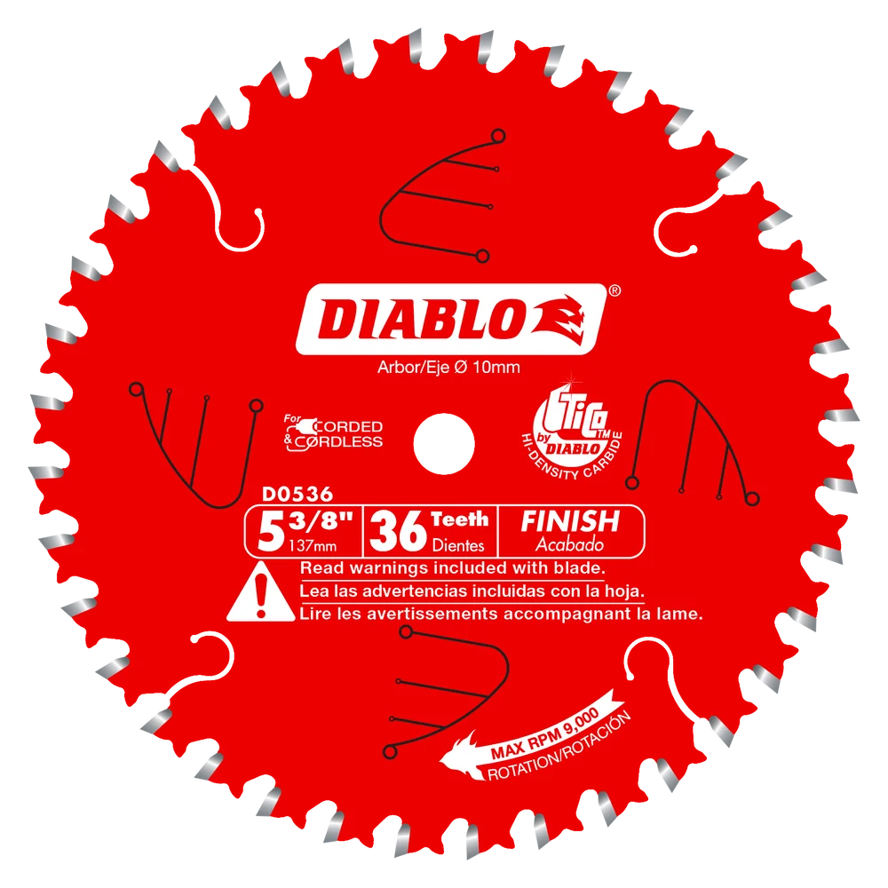 Diablo Tools D0536X 5-3/8 in. x 36 Tooth Finish Trim Saw Blade - Edmondson Supply