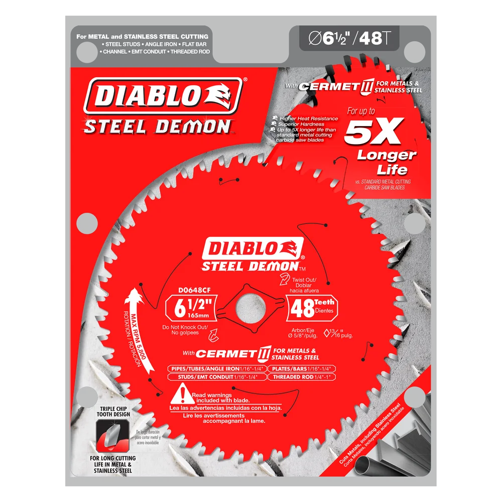 Diablo Tools D0648CFX 6-1/2 in. x 48 Tooth Cermet II Saw Blade for Metals and Stainless Steel - Edmondson Supply