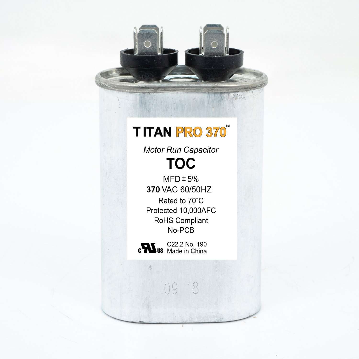 Packard Titan PRO TOC25 Motor Run Capacitor 25 MFD 370 Volt Oval - Edmondson Supply
