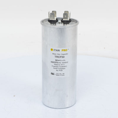 Packard TRCF50 TITAN PRO Run Capacitor 50 MFD 440/370 Volt, Round - Edmondson Supply
