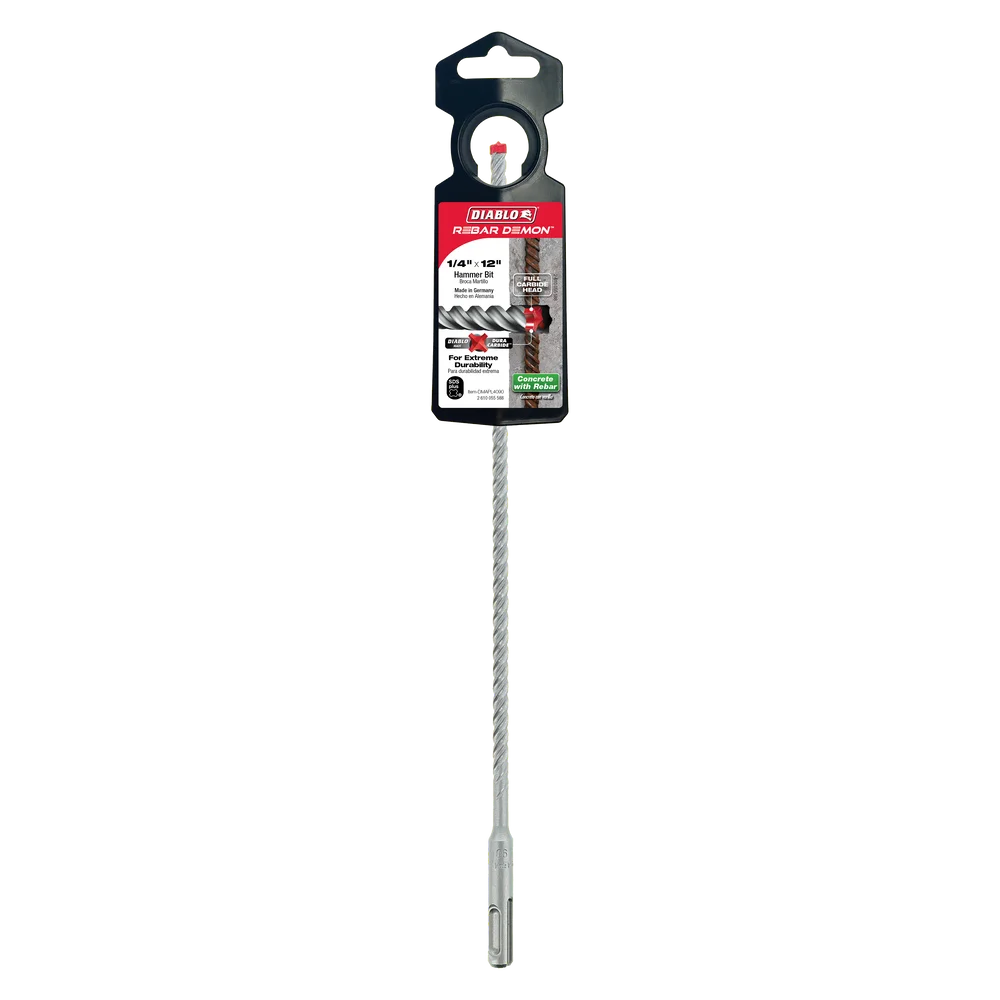Diablo Tools DMAPL4090 1/4 in. x 10 in. x 12 in. Rebar Demon™ SDS‑Plus 4‑Cutter Full Carbide Head Hammer Bit - Edmondson Supply