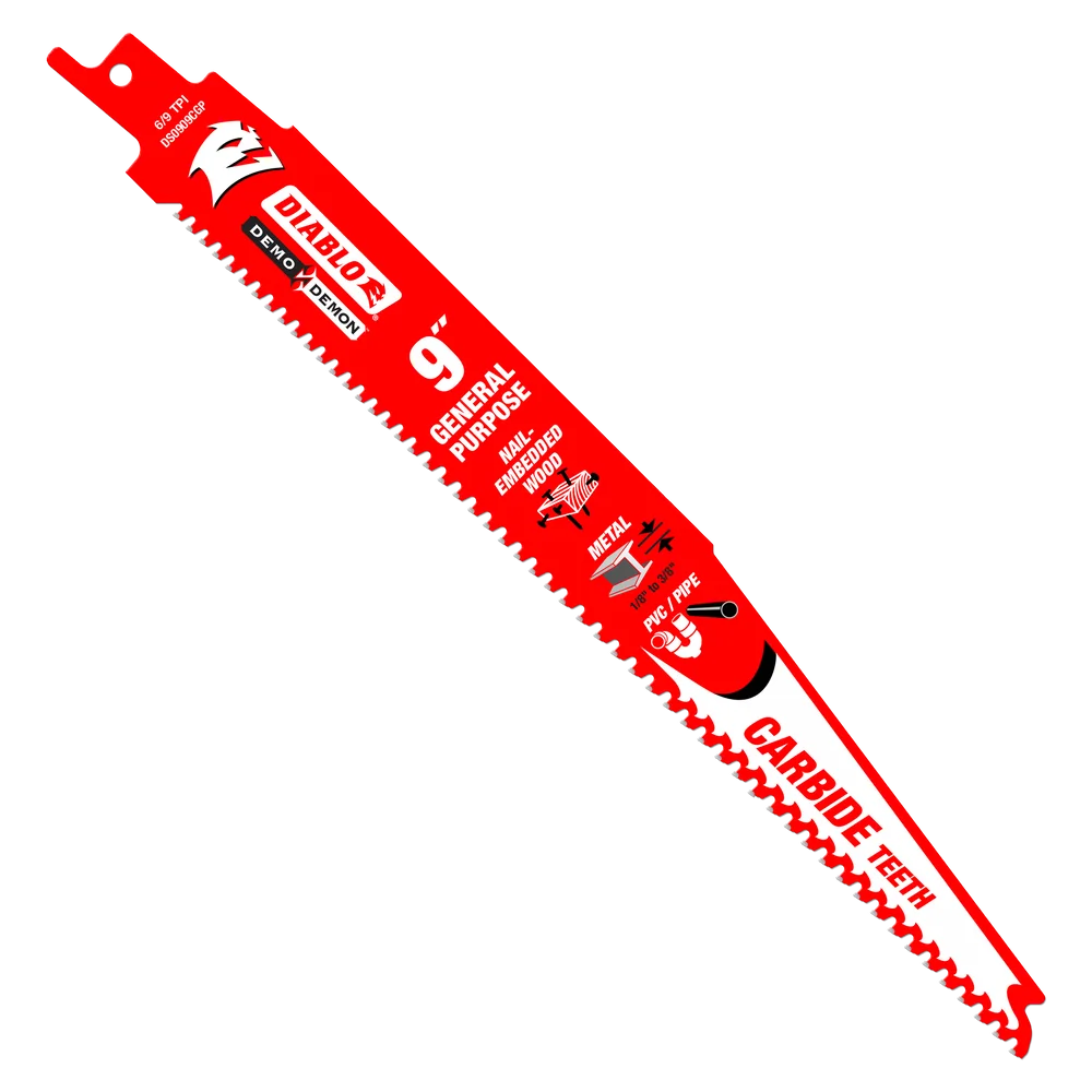 Diablo Tools DS0909CGP3 9 in. Demo Demon Carbide General Purpose Recip (3-Pack) - Edmondson Supply