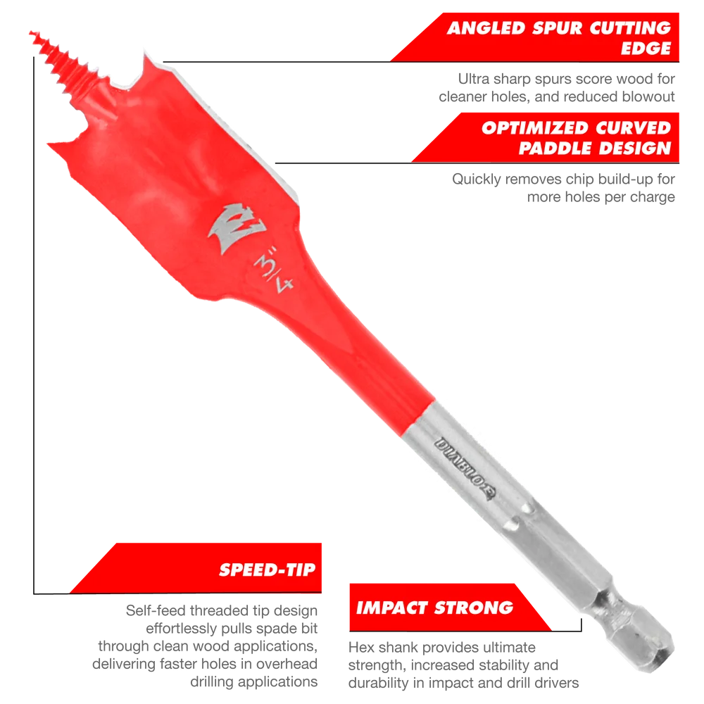 Diablo Tools DSP2060 9/16 in. x 6 in. Spade Bit - Edmondson Supply