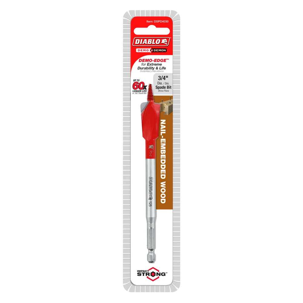 Diablo Tools DSPD4030 3/4 in. x 6 in. Demo Demon™ Spade Bit for Nail-Embedded Wood - Edmondson Supply