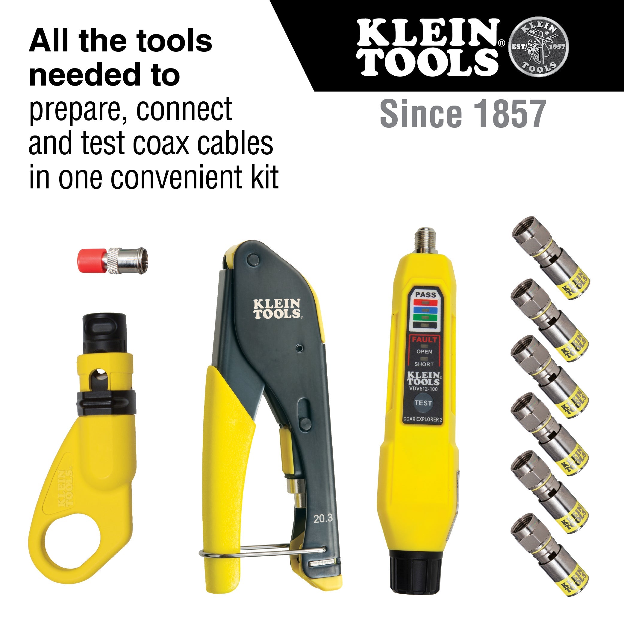 Klein Tools VDV002-818 Coax Cable Installation & Test Kit - Edmondson Supply