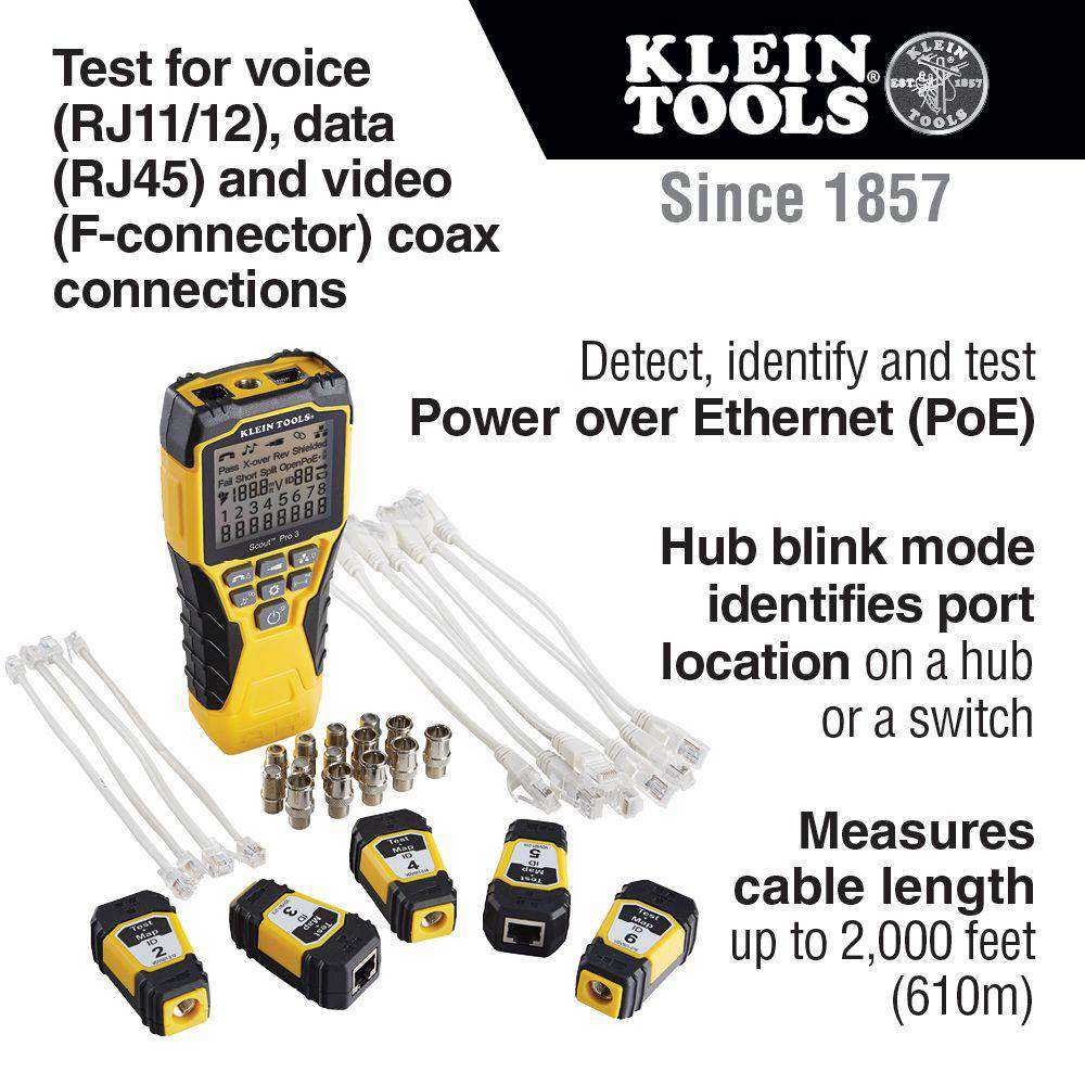 Klein Tools VDV501-853 Scout® Pro 3 Tester with Test + Map™ Remote Kit - Edmondson Supply