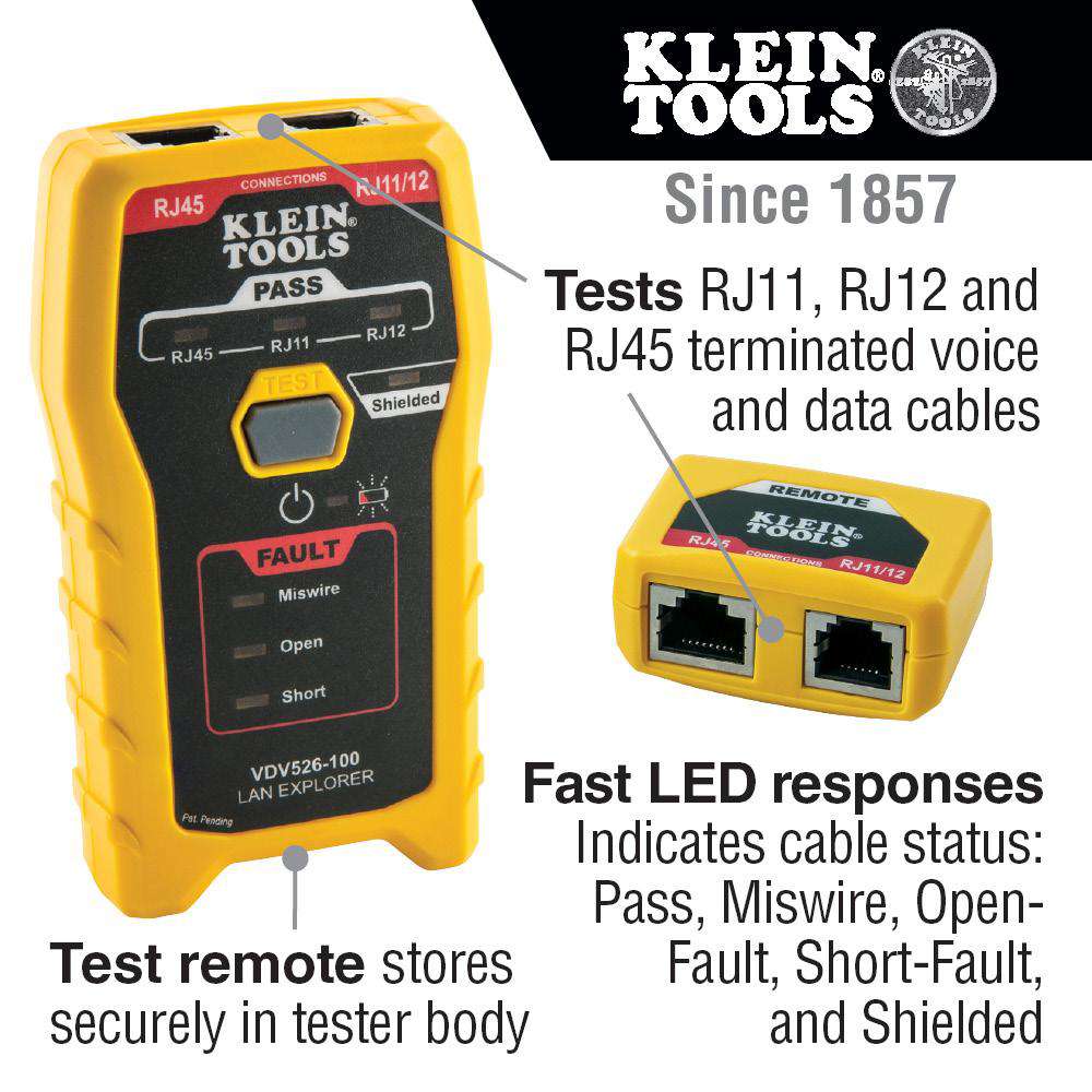 Klein Tools VDV526-100 LAN Explorer™ Data Cable Tester with Remote - Edmondson Supply
