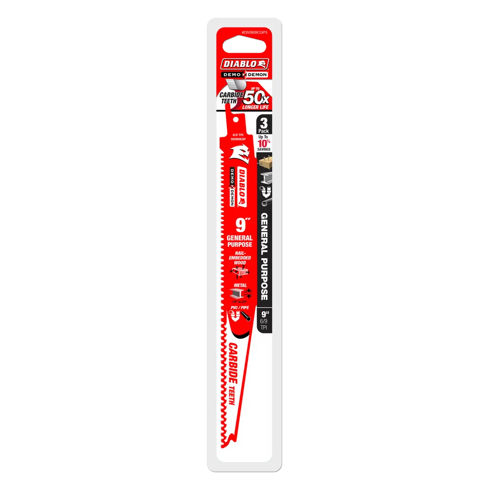 Diablo Tools DS0909CGP3 9 in. Demo Demon Carbide General Purpose Recip (3-Pack) - Edmondson Supply