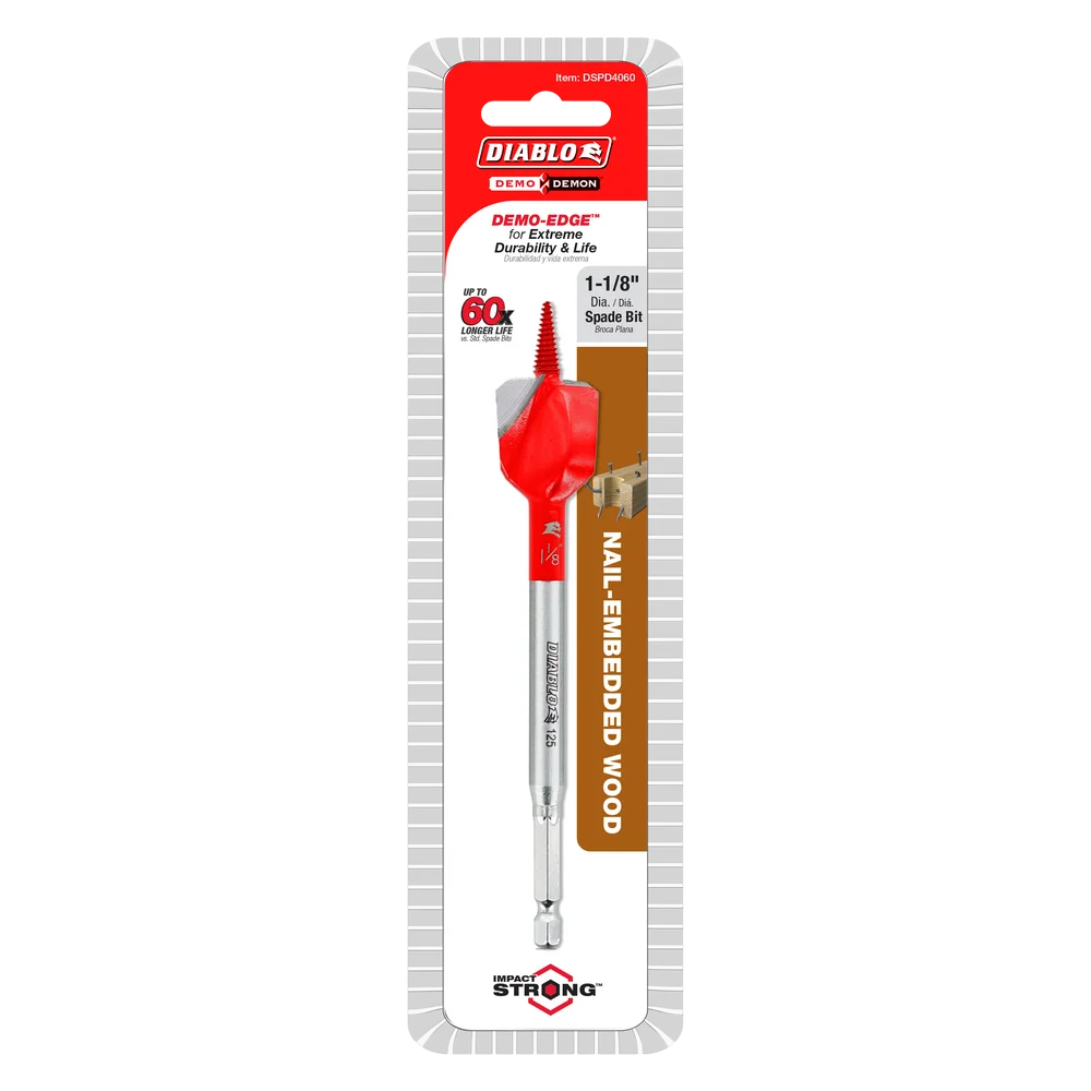 Diablo Tools DSPD4060 1-1/8 in. x 6 in. Demo Demon™ Spade Bit for Nail-Embedded Wood - Edmondson Supply
