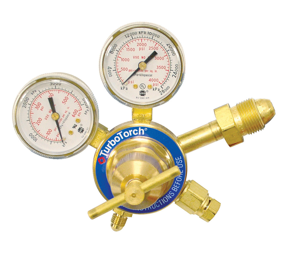 TurboTorch 245-03P Nitrogen CGA-580 Purging Regulator, 0-500 Delivery PSIG - Edmondson Supply