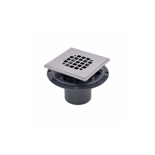 Oatey® 42264 2 in. PVC Square Low Profile Drain and Polished Stainless Steel Snap-In Strainer with Ring - Edmondson Supply