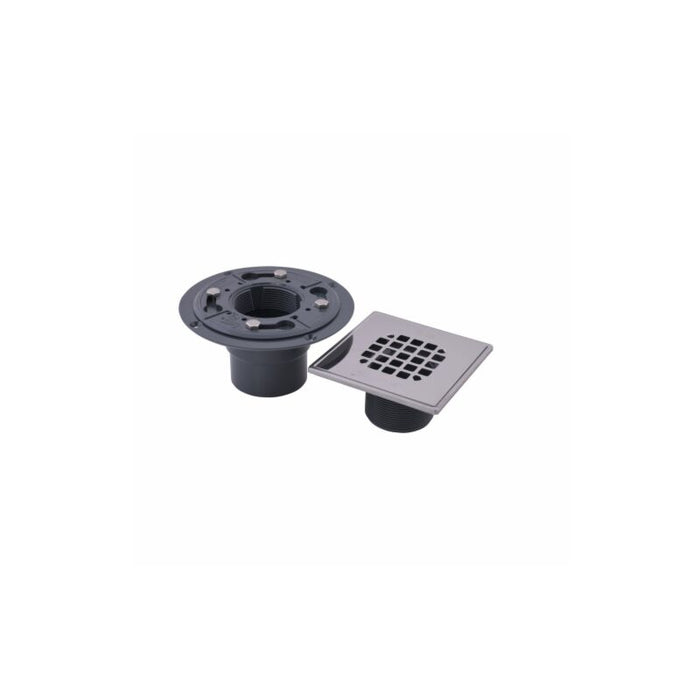 Oatey® 42264 2 in. PVC Square Low Profile Drain and Polished Stainless Steel Snap-In Strainer with Ring - Edmondson Supply