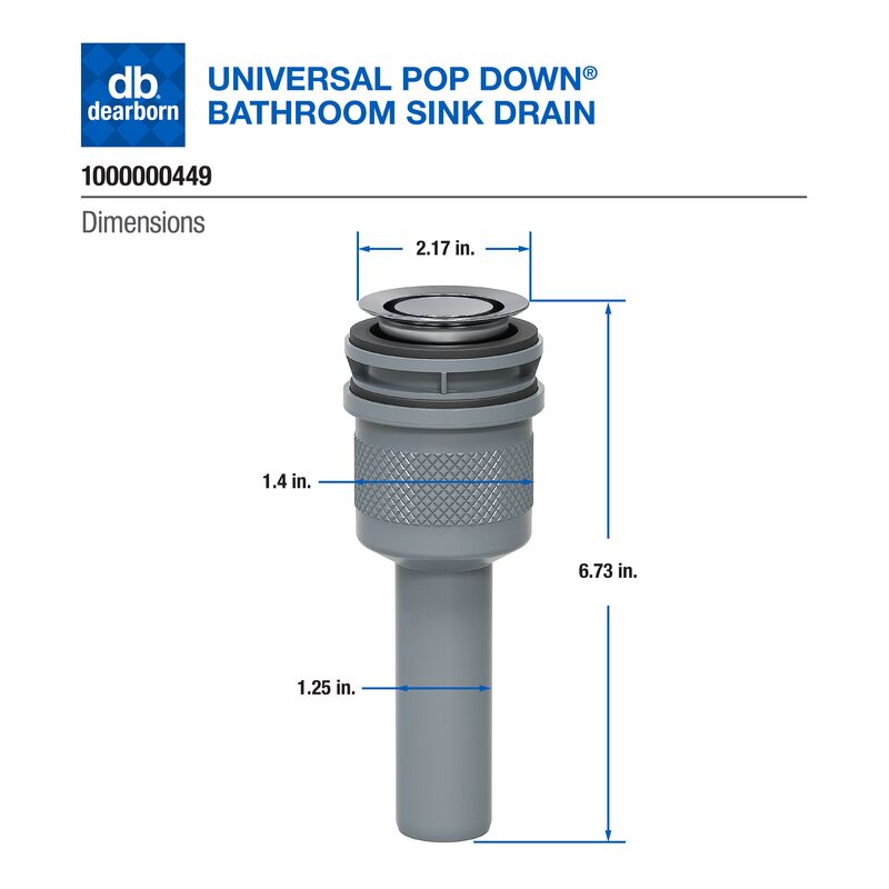 Dearborn 1000000449 Universal Pop Down® Sink Drain - Polished Chrome - Edmondson Supply